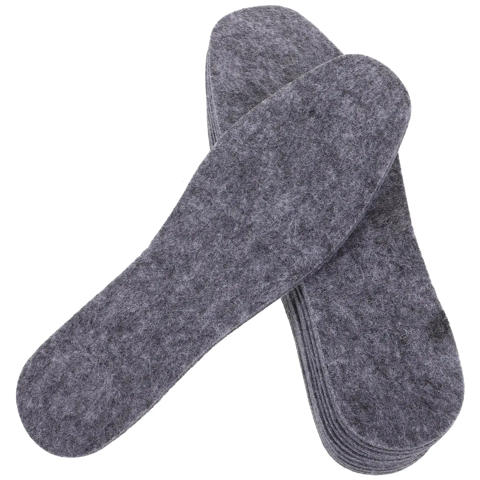 5 Pairs 5mm Thick Grey Wool Felt Insoles for Men Women Warm Boot Inserts Soft Comfortable Breathable Shoe Pads 44 Size