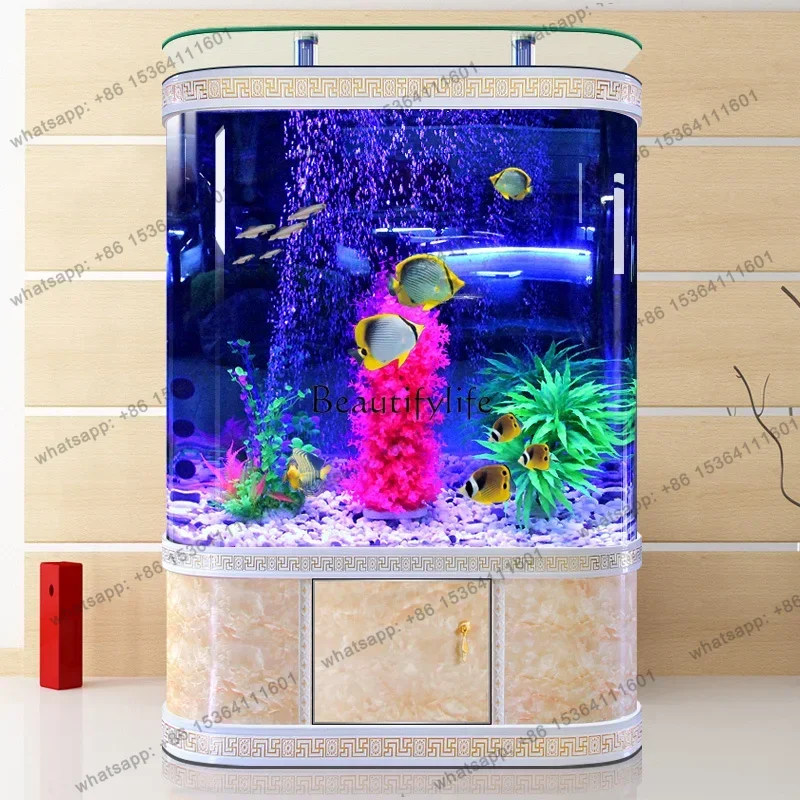 

X4 Living Room Fish Tank Aquarium Ecological Glass Semicircle Fish Globe Landscape Floor