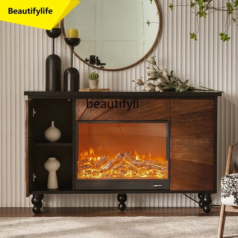 

French Vintage Fireplace Heating Retro Solid Wood Living Room Villa Homestay Decorative Cabinet K185