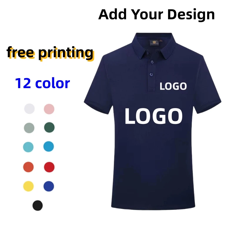 Personalized Summer Short Sleeve Polo Breathable Unisex T Shirt Print On Demand Business Staff Company Uniform