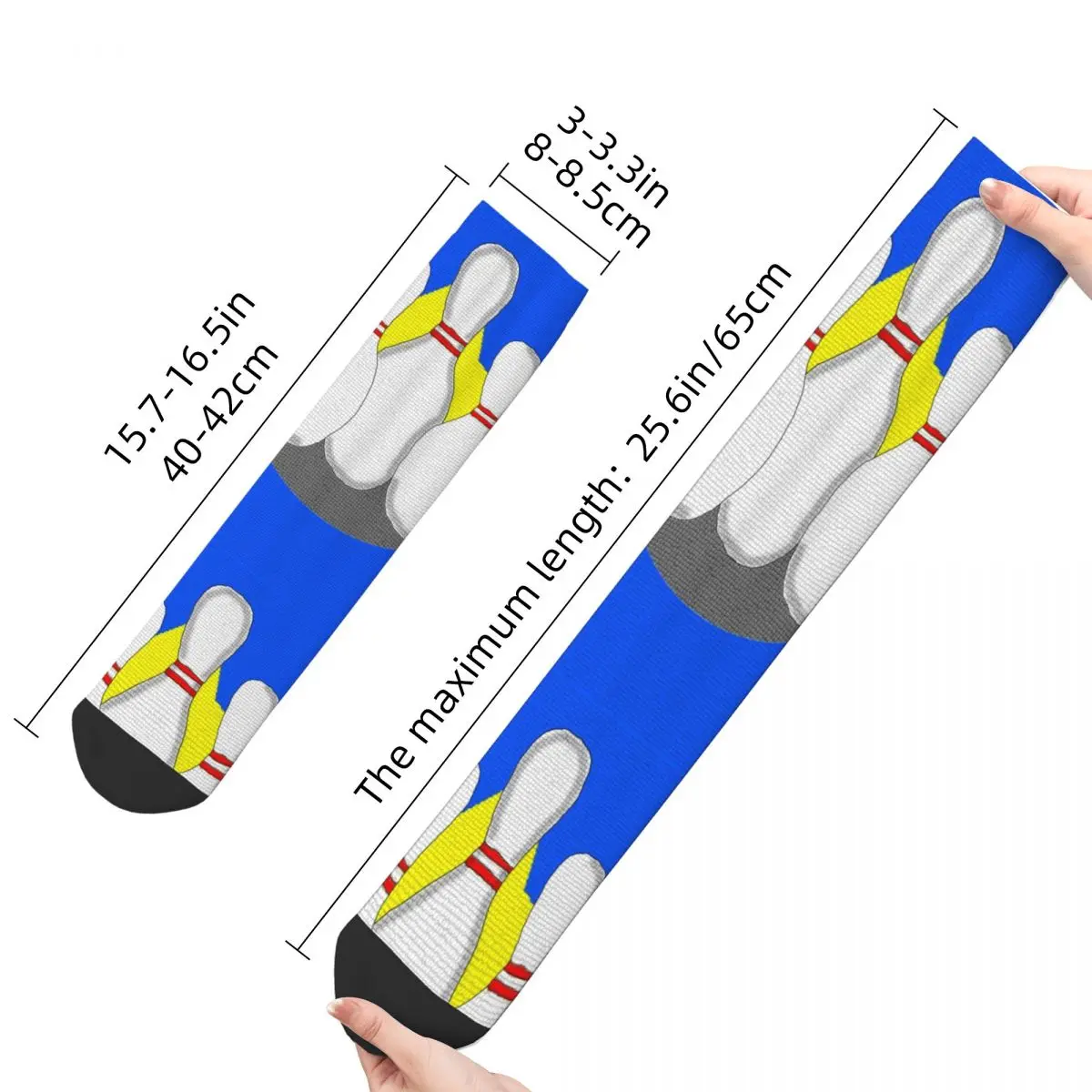 Funny Crazy Compression Sock for Men Bowling Mosaic Hip Hop Vintage Bowling Ball Happy Quality Pattern Printed Boys Crew Sock