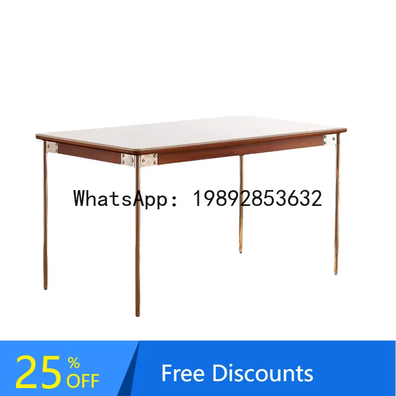 

YFY Retro Style Five Flavor Stone Dining Table for Home Use, Japanese Style with Stainless Steel Legs, Rectangular Dining Table