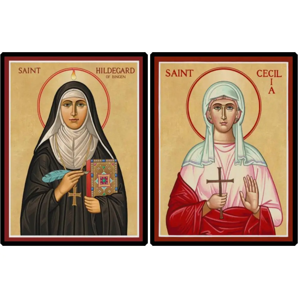 Saint Hildegarde of Bingen Icon HD Print Greek Orthodox Byzantine Christian Canvas Art Religious Wall Decor for Home Altar Gift