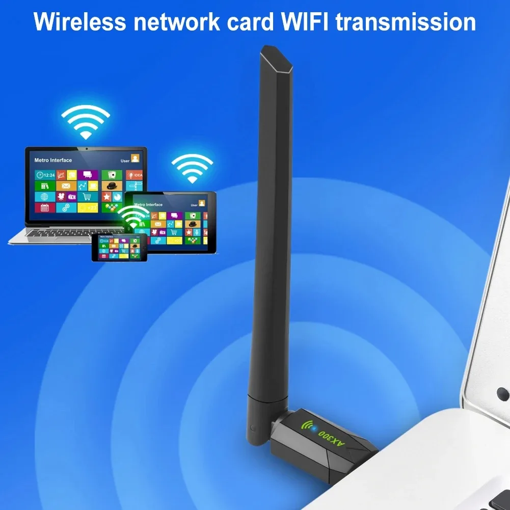 Wi-Fi 6 300 Мбит/с USB WIFI-ключ беспроводной адаптер Сетевая карта 2,4 ГГц 5BDI антенна для ПК ноутбука Windows 10/11 бесплатно драйвер