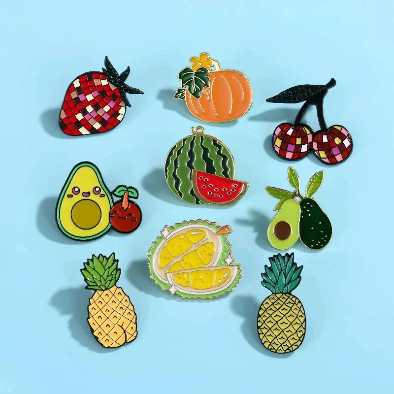 Pretty Cartoon Plants Pins 2-design Enamel Strawberry Cherry Brooch Pin For Clothes Backpack Lapel Collar Pins Badge Friend Gift