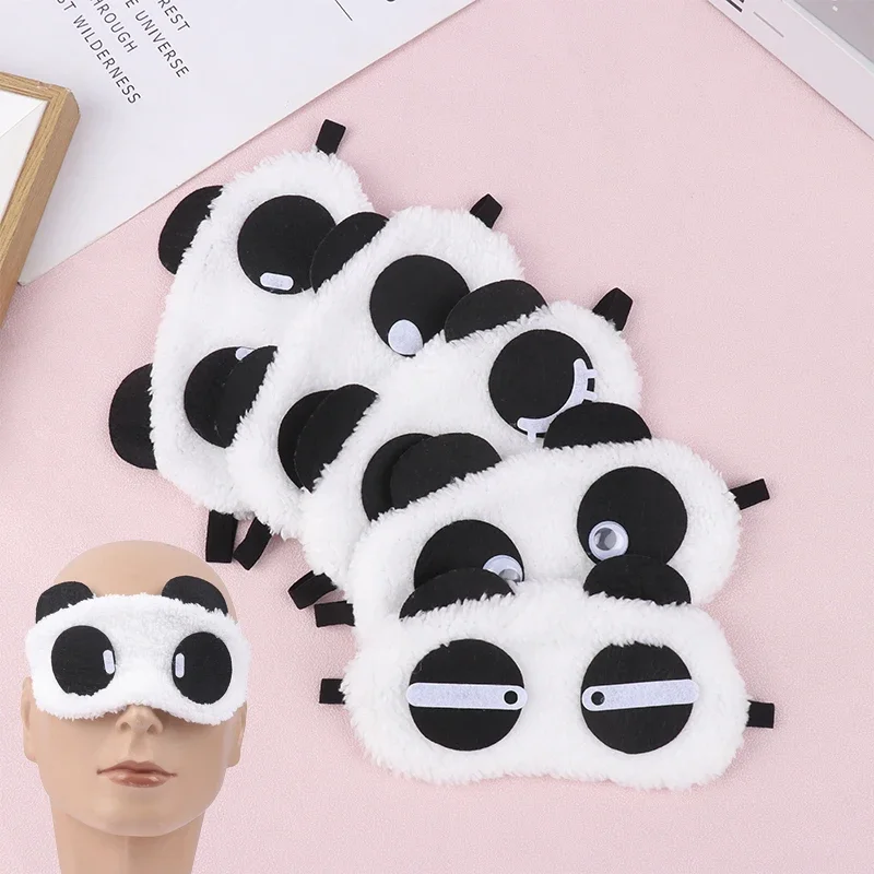 Plush Panda Face Eye Mask Travel Sleeping Soft Plush Eyeshade Portable Sleeping Cover Eye Band Shade Rest Eyepatch