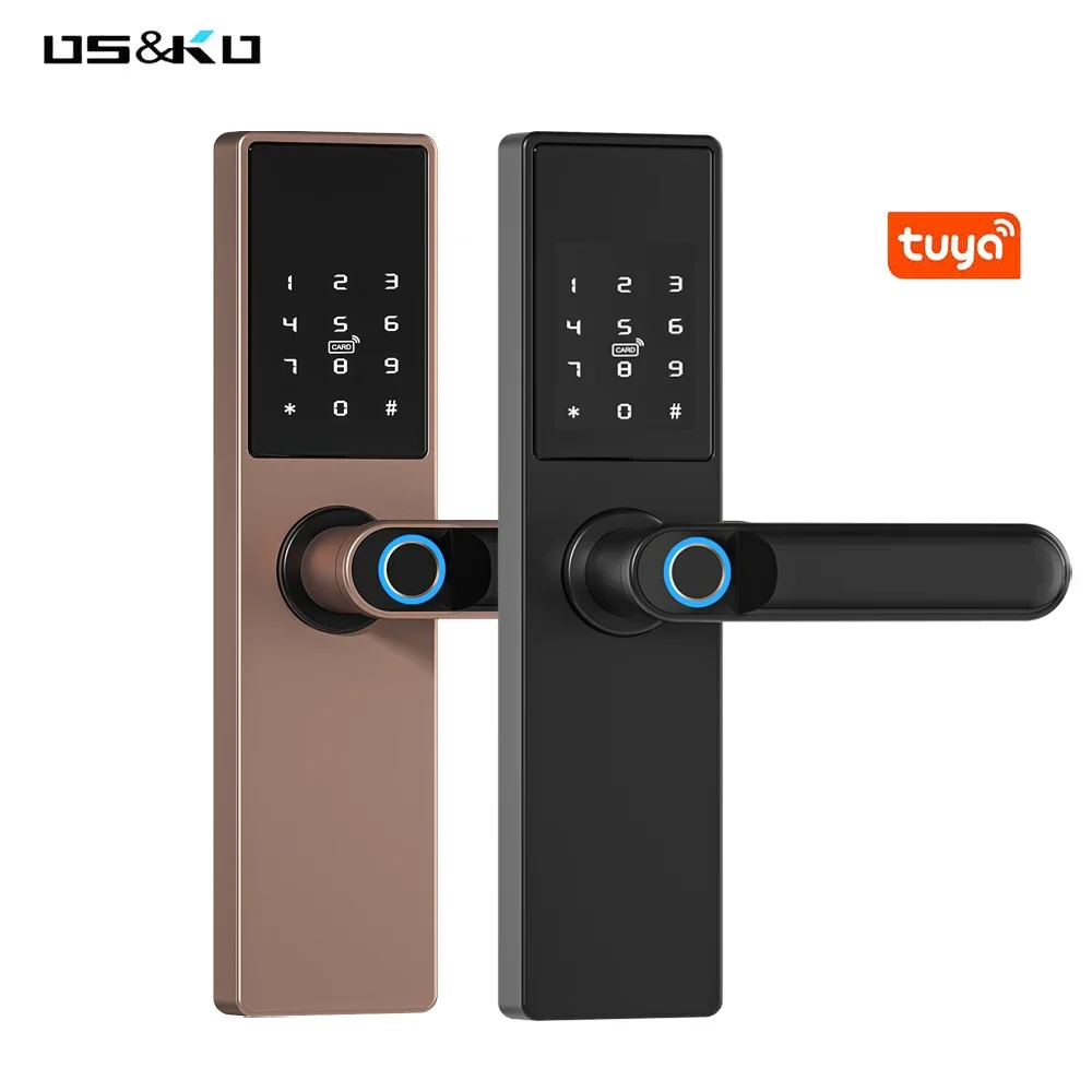 home hotel apartment system tuya wood keyless wi-fi wifi smart door lock fingerprint and passcode smart lock for aluminum door