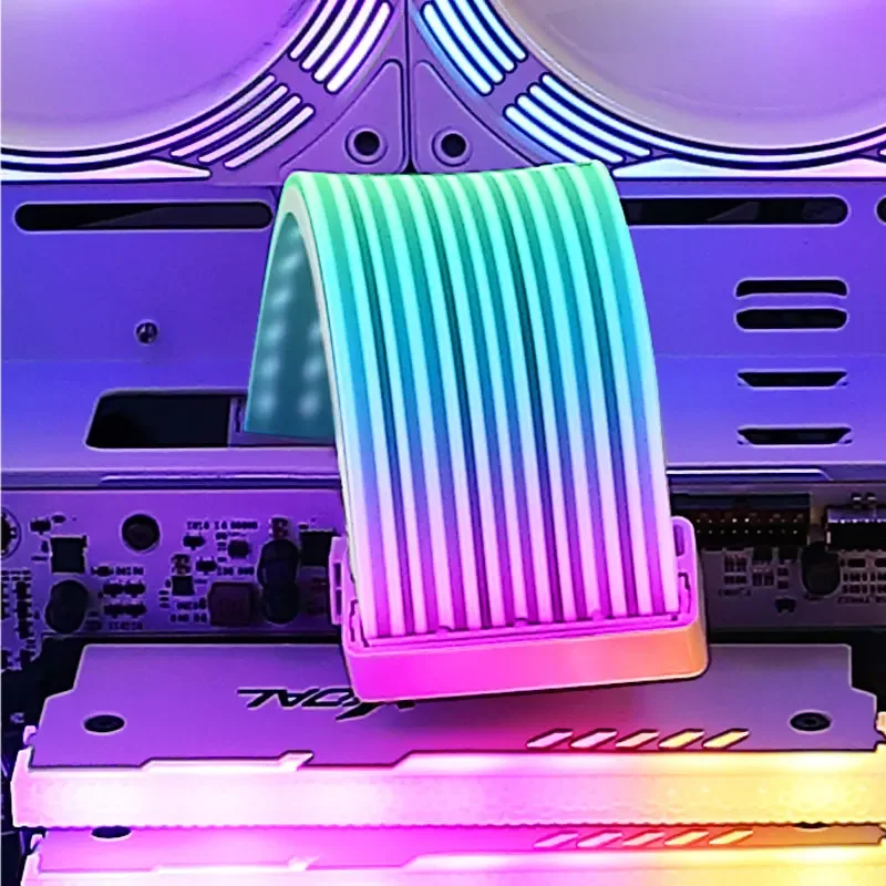لوحة إضاءة ARGB قابلة للانحناء غير متزامنة، مناسبة لبطاقة الرسومات 24pin/8pin/2x8pin/12VHPWR/شريط إضاءة مزخرف للوحة الأم