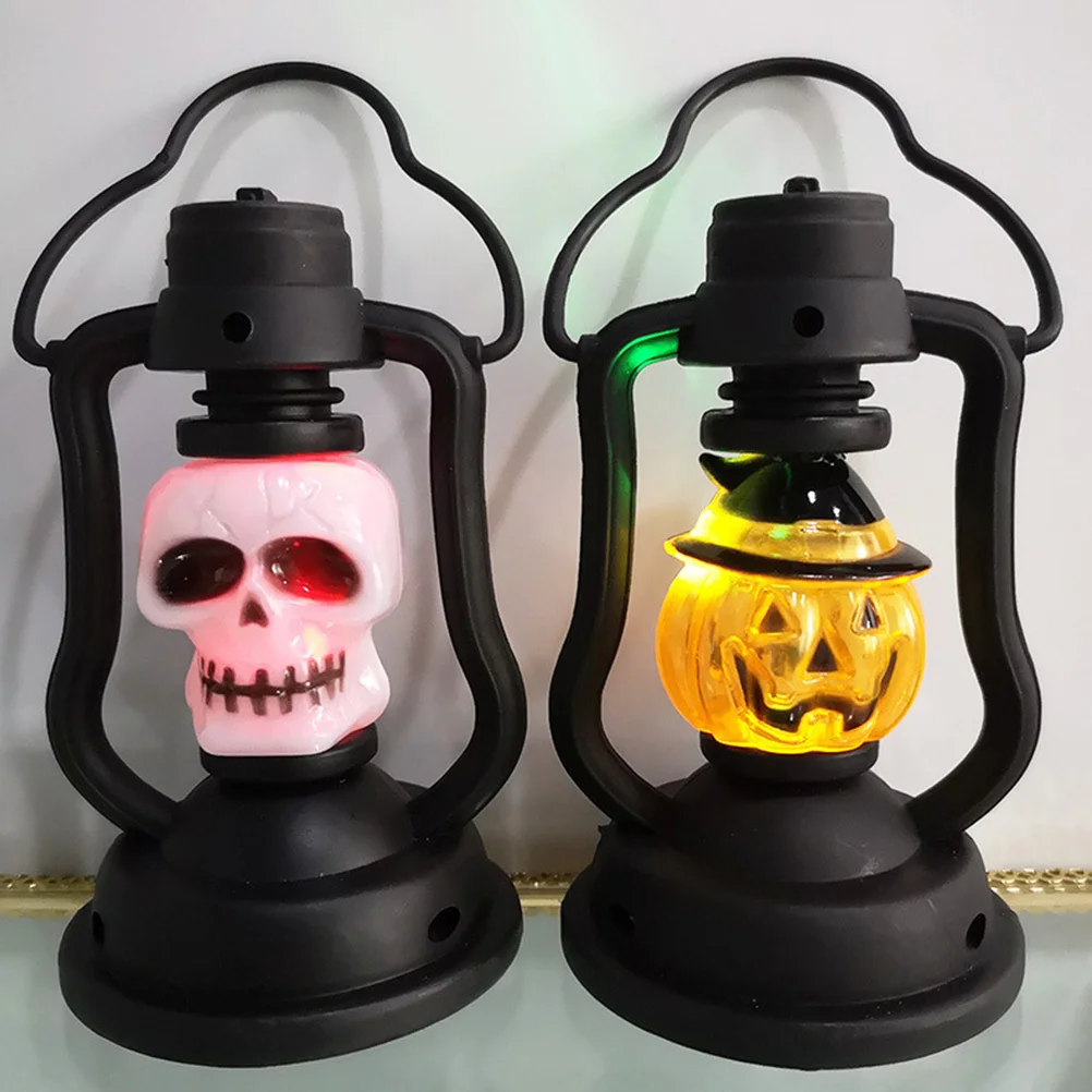 

1pc Led Pumpkin Lantern Light, Colorful Halloween Night Lamp, Portable Plastic Handle Design, Pumpkin Lights For Festival