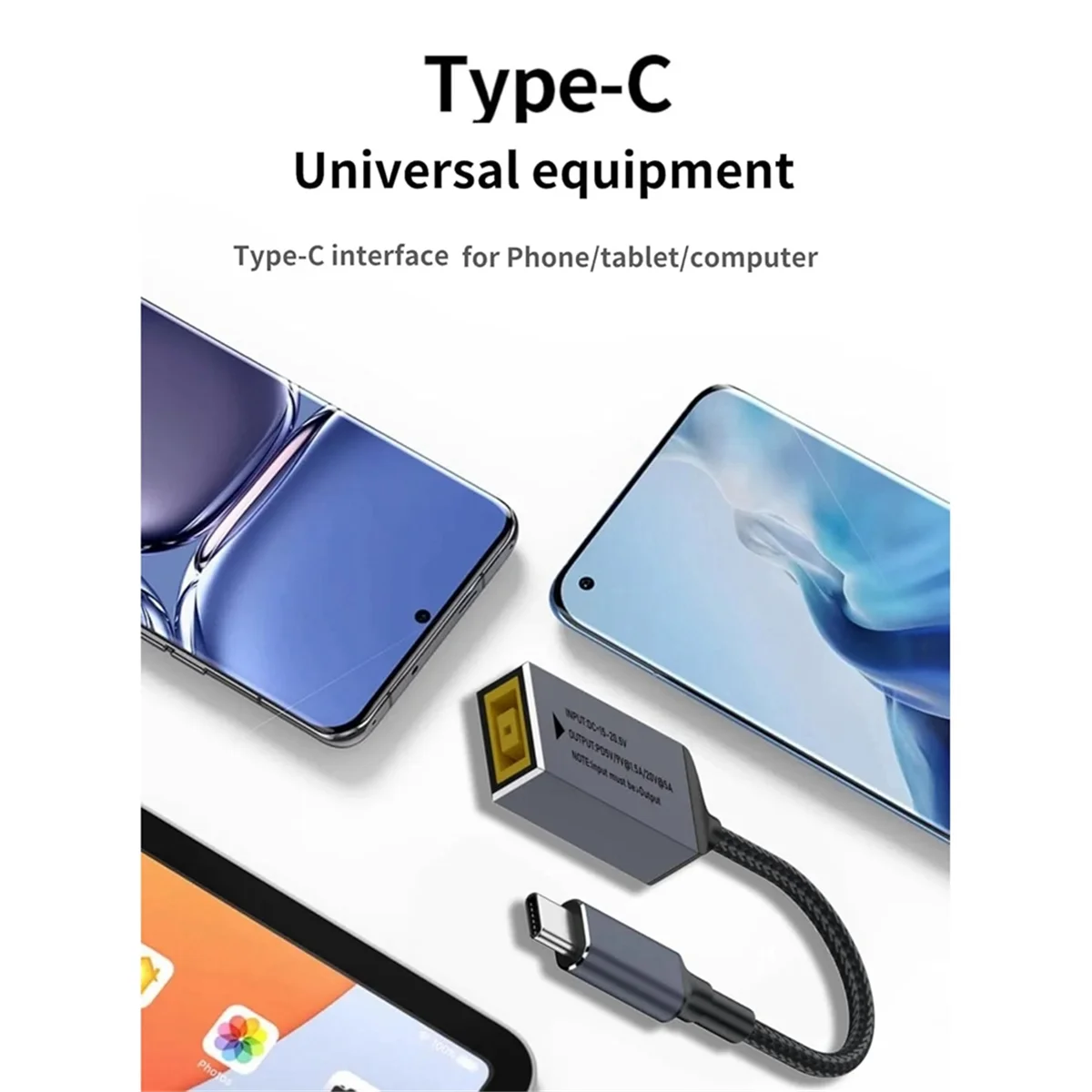 PD100W for Lenovo DC Square Jack to USB Type-C Converter Charging Cable Compatible with for Lenovo Laptop Charger Rich