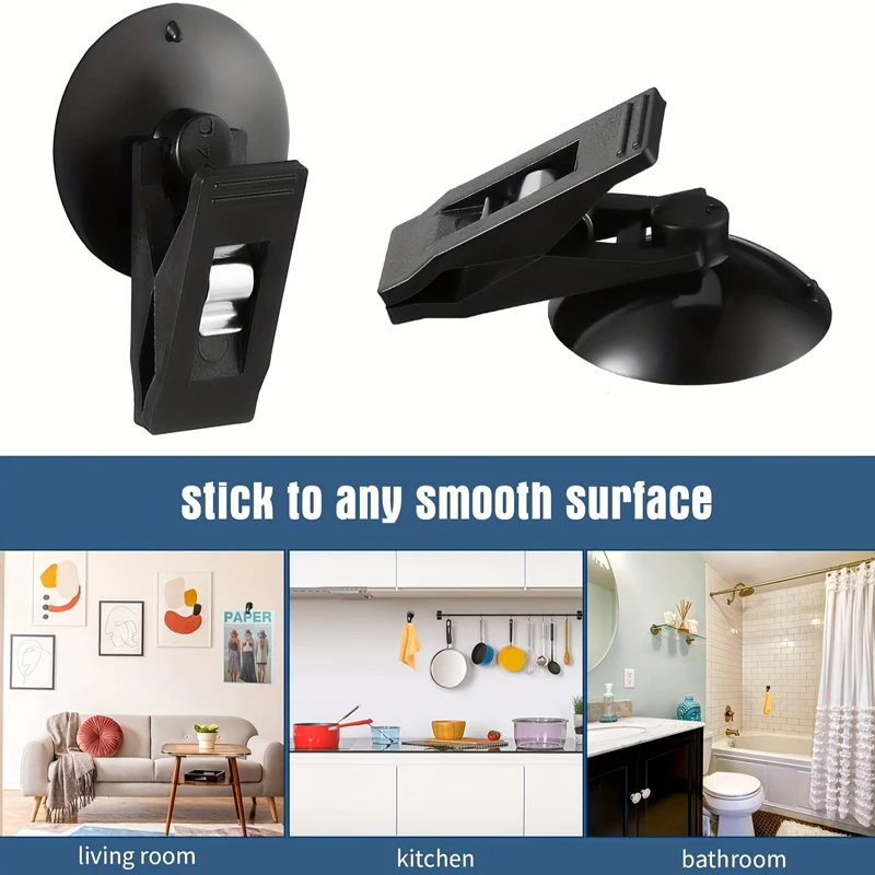 4pcs Car Interior Window Clip Mount Black Suction Cap Clip Plastic Sucker Removable Holder For Sunshade Curtain Towel Ticket view 5