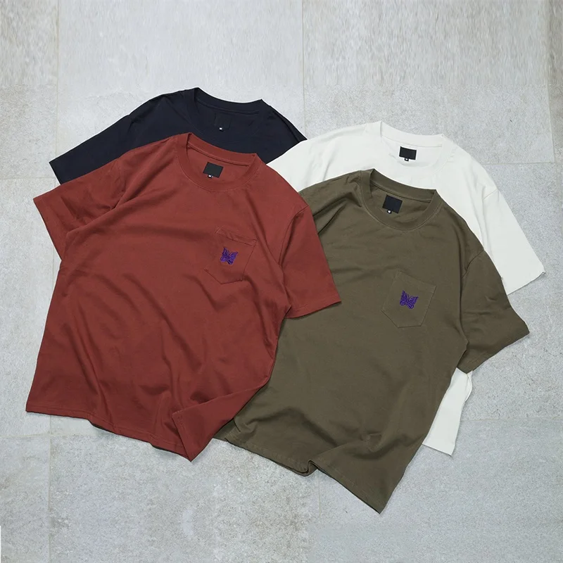Papillon Tee Men's Cotton Short Sleeve T-Shirt Outdoor Casual Style with Pocket Embroidered  Summer Breathable Moist...