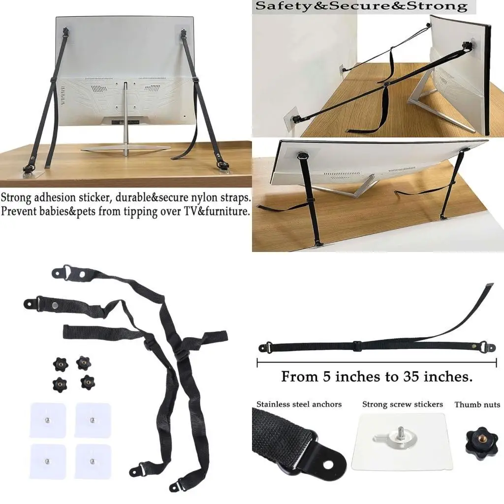 

R9UF Anti-Tip Furniture Anchors for Baby Proofing Flat Screens Fix to Wall Cabinet