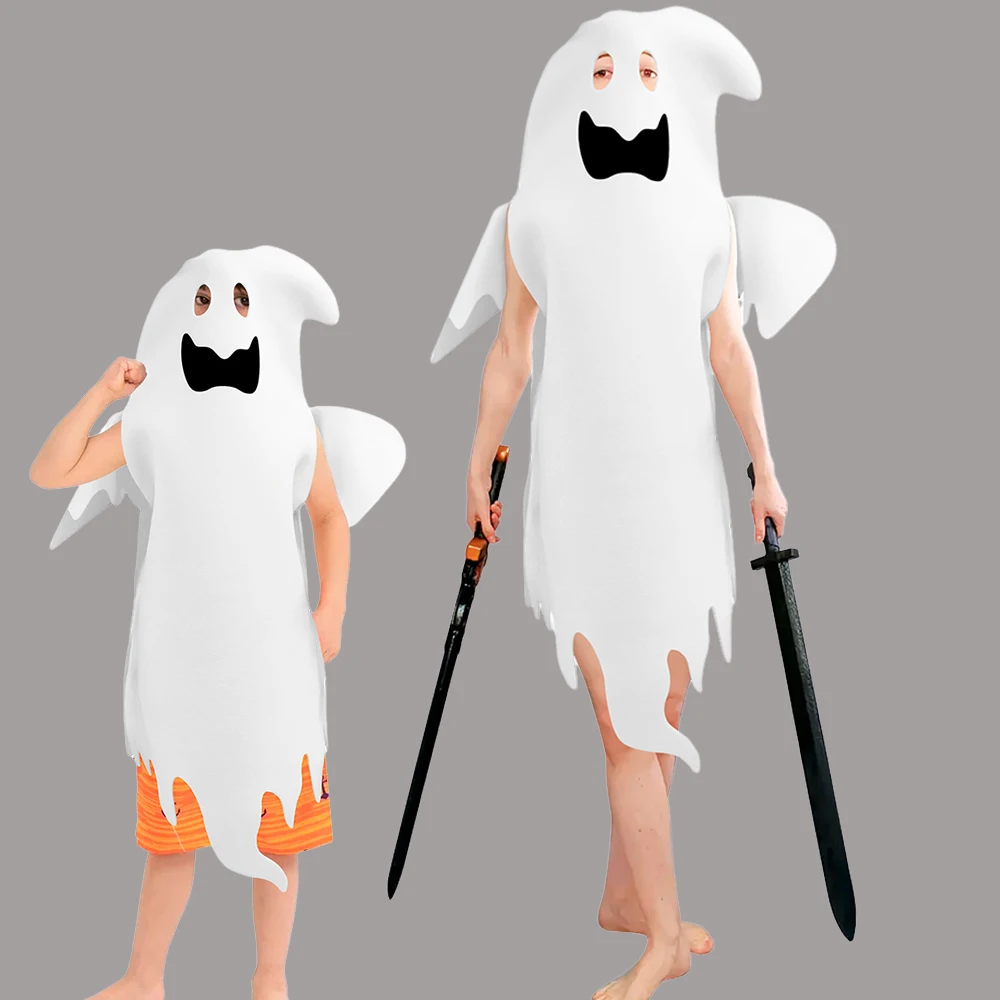 

Zawaland Adult Kid Ghost Cosplay Costumes Holiday Party Ghost Clothes Sponge Boy Girl Halloween Fancy Dress Up Stage Performance