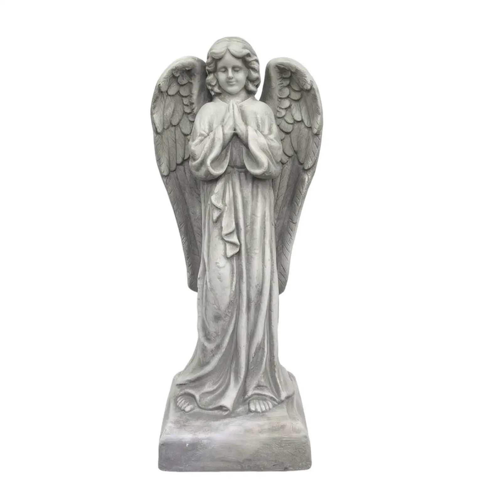 Large Standing Angel Garden Sculpture Classic Outdoor Statue Stone-look Figure for Patio Courtyard Decor