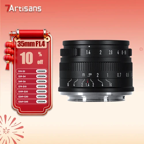 Imagen 1 del producto 7artisans APS-C 35mm F1.4 lente principal de retrato de gran apertura para cámara con soporte Sony E Nikon Z Fujifilm XF Canon RF EOS-M M43
