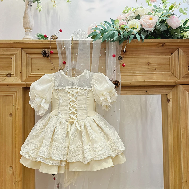 

3-8years Summer New Arrivals Girls' Court Style Lolita Christmas Children's Birthday Dress Lace Strap Fluffy Princess Dress Up