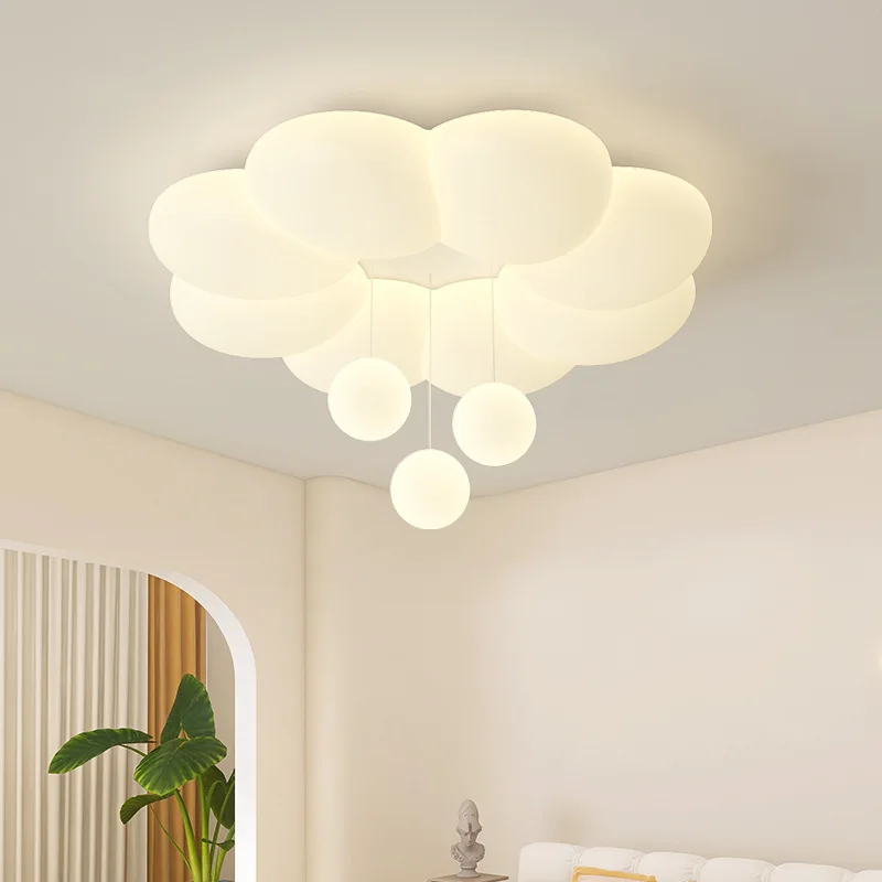 

Cream Style Children's Room Ceiling Lights White Bubble Ball Cloud Lamp Modern Warm Romantic Nursery Girl Bedroom Ceiling Lamps