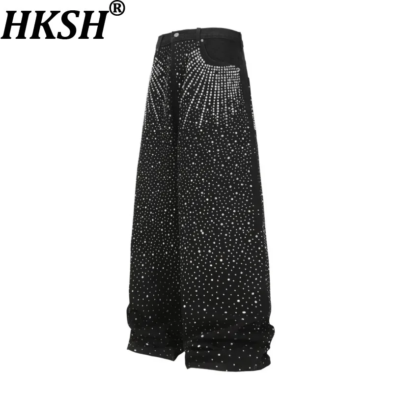 HKSH Autumn New Men Tide Punk Fashion Versatile Trendy Washed Jeans American Heavy Full Denim Pants Women Chic Ins Retro HK14258