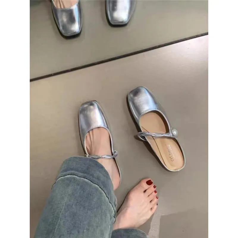 2025 New  Silver Toe Slippers Summer High-end Feeling Lazy Sandals