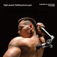 High Power Body Massage Gun 6 Head Heating Foldable Muscle Back Massager Muscle Relaxation with 9cm Retractable Extension Rod