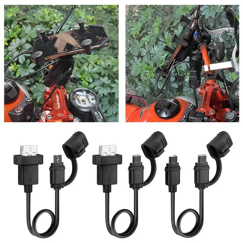 

Motorcycle USB Cable Short Cable Power Saving Waterproof Universal Dual USB Charging Cords Protective USB Cable Motorcycle