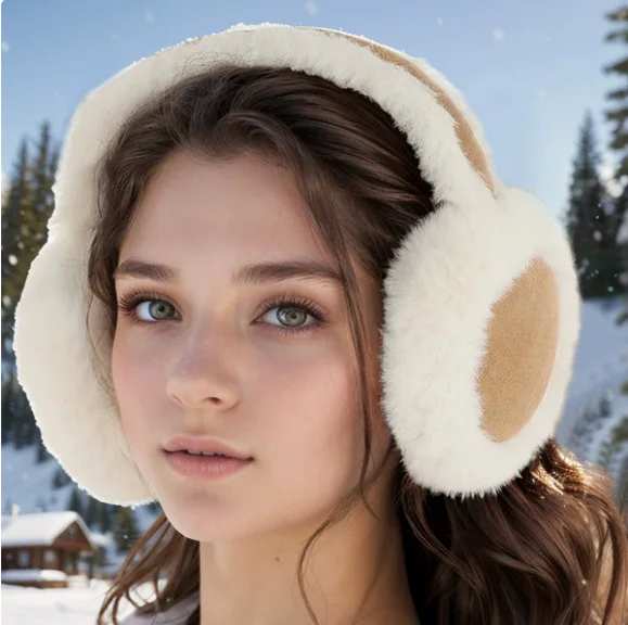 Suede Plush Earmuffs for Women in Winter, with Plush Insulation for Cycling, Cold Proof Ear Warmers, and Ear Bags