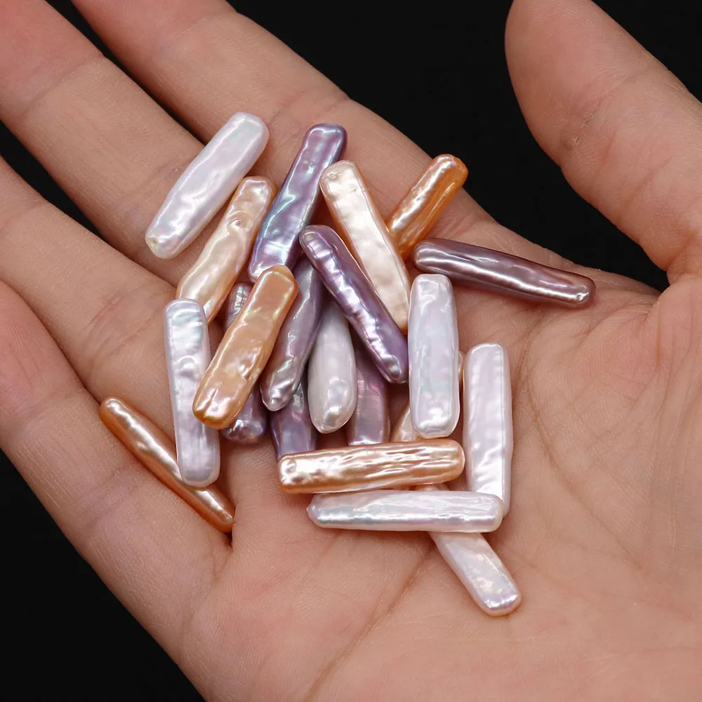 الملونة لؤلؤ المياه العذبة الطبيعية شريط طويل على شكل غير مسامية فضفاض الخرزة مجوهرات الإكسسوار DIY بها بنفسك الإبداعية قلادة المواد