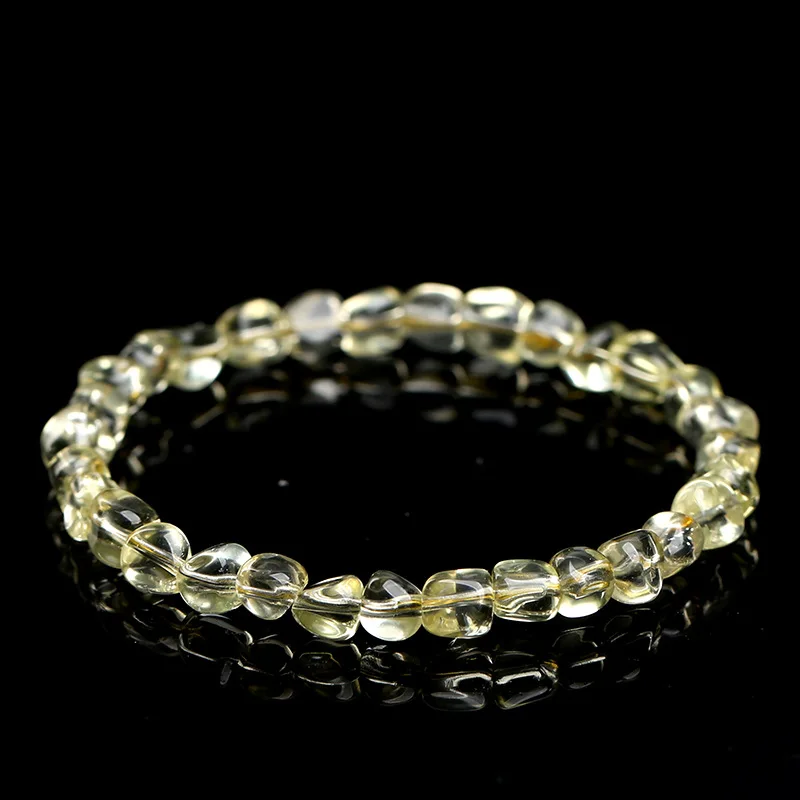 

Natural Lemon Yellow Crystal Bracelet for Women 6MM Irregular Beads Elastic Bangle Healing Stone Fine Jewelry Accessories 1733