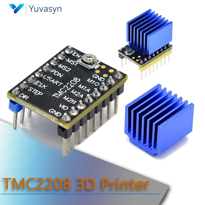 1-5PCS TMC2208 3D Printer V2.0 With Heat Sink Stepper Motor Driver Module  2.5A 256 Subdivision Silent Printing