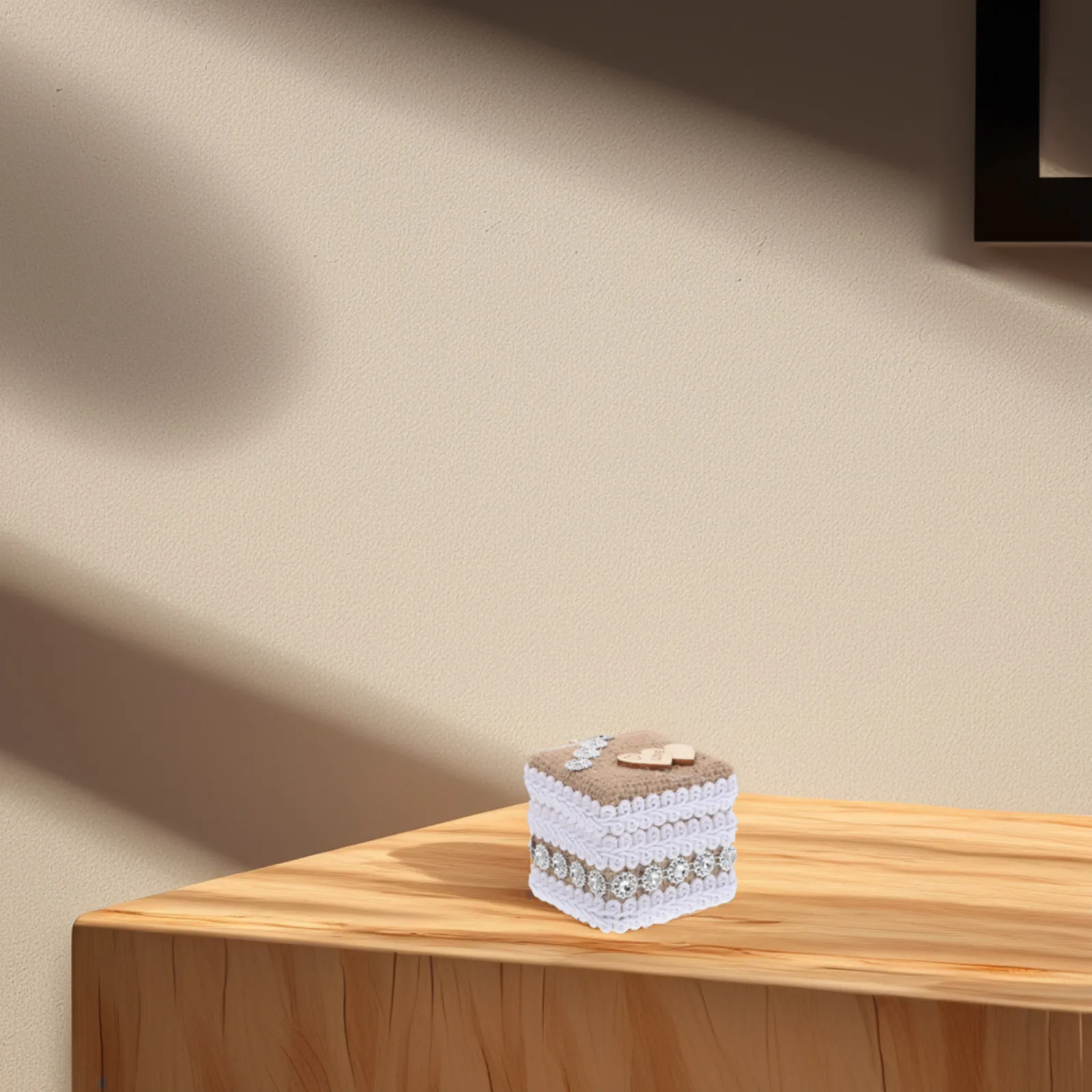 

Handmade Double Heart Ring Box for Valentine's Day Proposal Wedding Ceremony Ring Bearer Small Jewelry Organizer Women Assorted