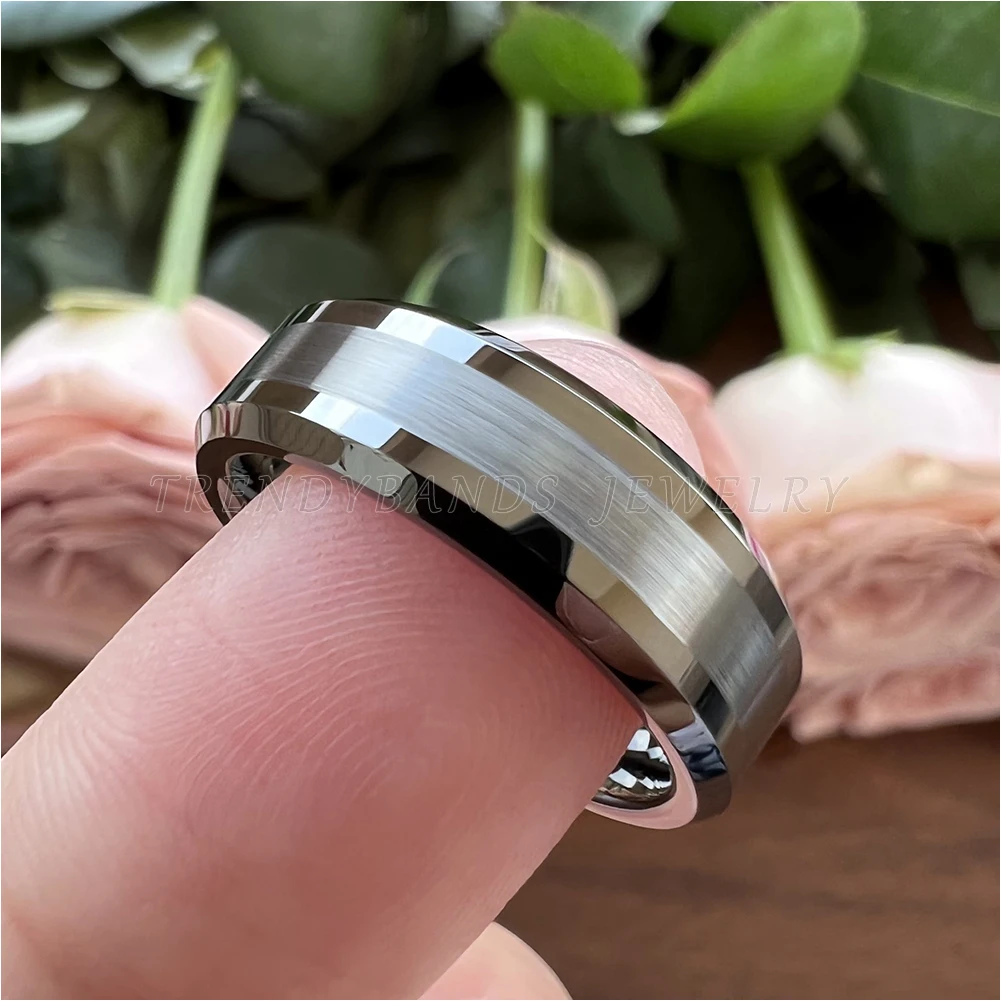 6mm 8mm Gunmetal Tungsten Carbide Wedding Band Engagement Ring for Men Women Fashion Jewelry Brushed Finish Comfort Fit