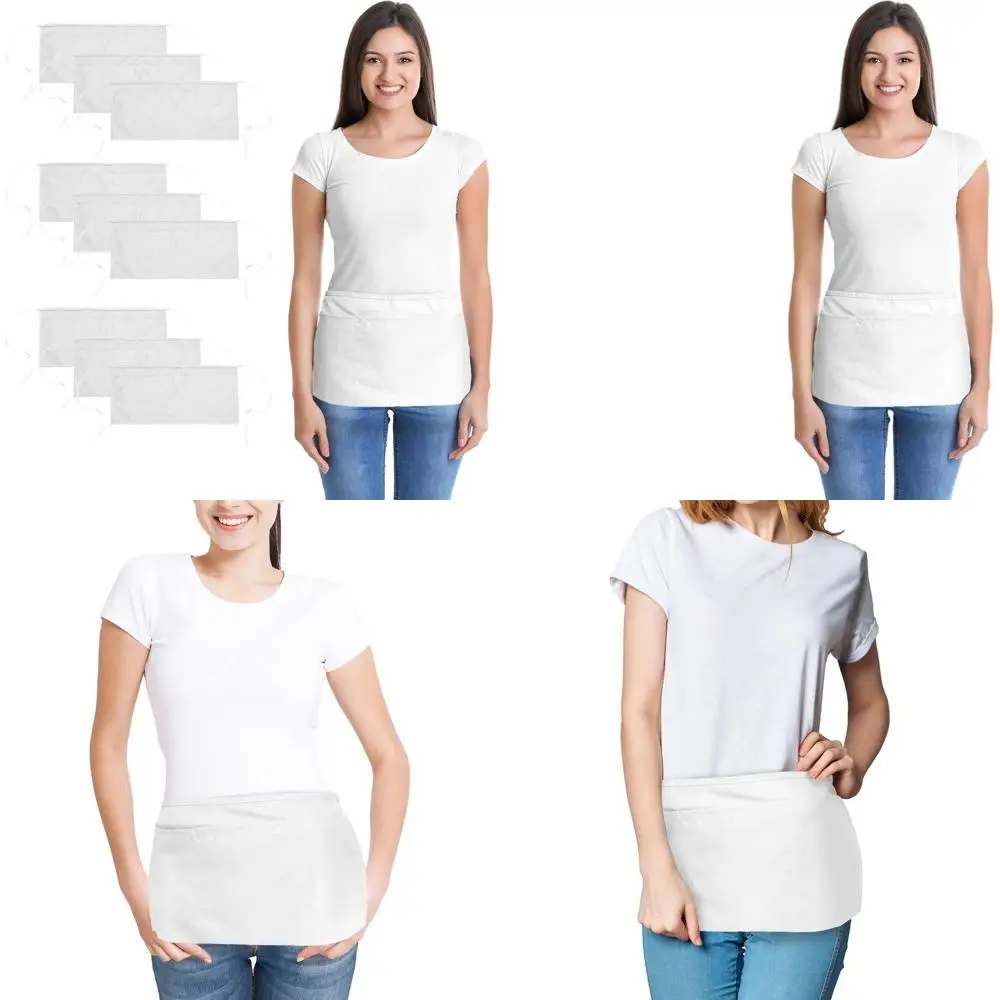 

Набор из 10 белых хлопковых фартуков для коммерческого и домашнего использования