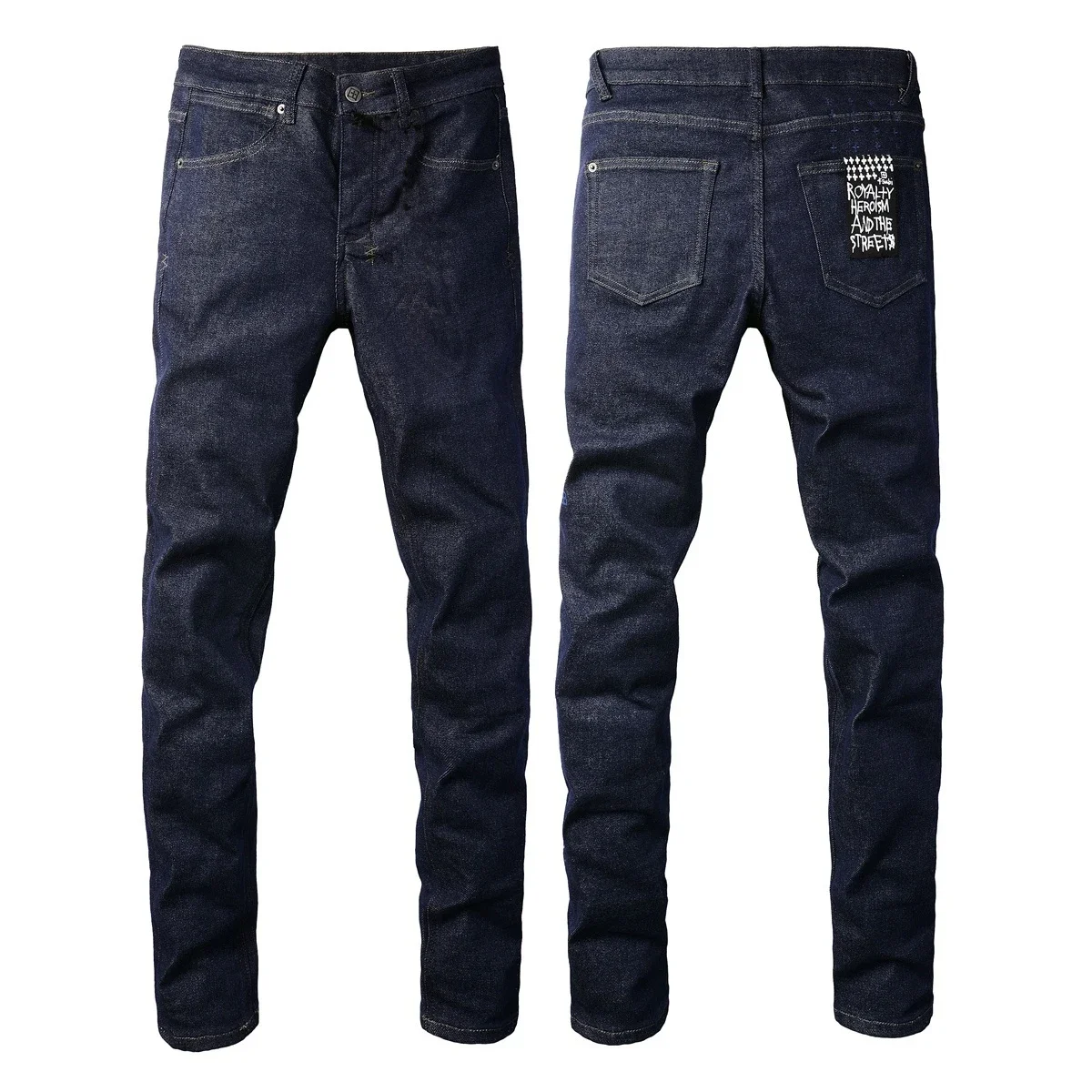 New Y2K Men Jeans Fashion Trends  Embroidered Stretch Skinny Button Fly Ripped Jeans Pants