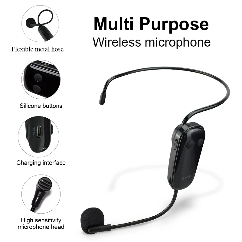 ميكروفون SHIDU U8 بتردد 650-690 ميجا هرتز لـ SHIDU S615 M800 S28 S611 M500 M1000 تردد 650-690 ميجا هرتز مضخم صوت لاسلكي