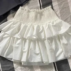 Gidyq Sweet White Mini Skirt Women Korean Fashion Preppy Ball Gown Kawaii Ladies Ballet High Waist Skirt New Spring Summer