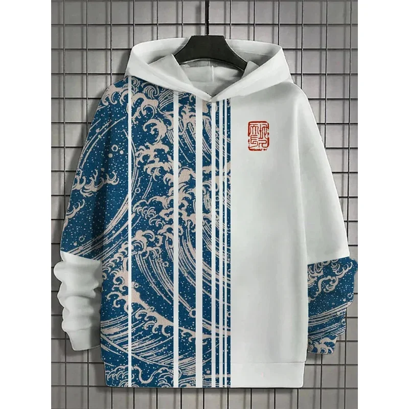 

AA wat Fun Japanese Harajuku fashion 's casual y2k hoodie men's autumn and winter sea whale pattern sports ho2025 New
