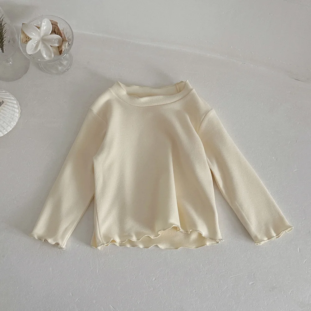 Spring and Autumn Infant Half High Collar Bottom Shirt, Baby Girls' Treasure Patch, Dot Love Strap Skirt
