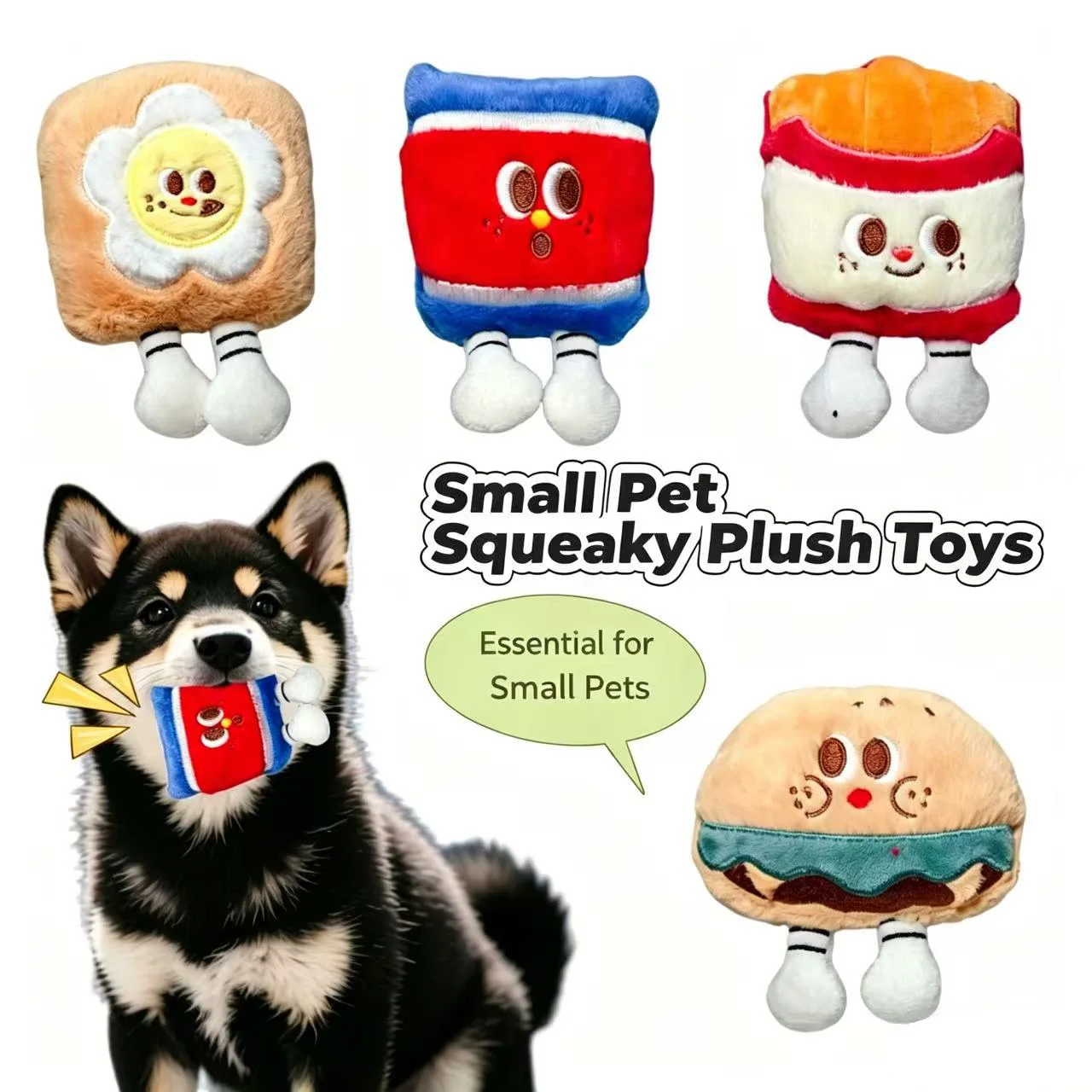 Juguete peluche sonoro para perros y cachorros - Hamburguesa