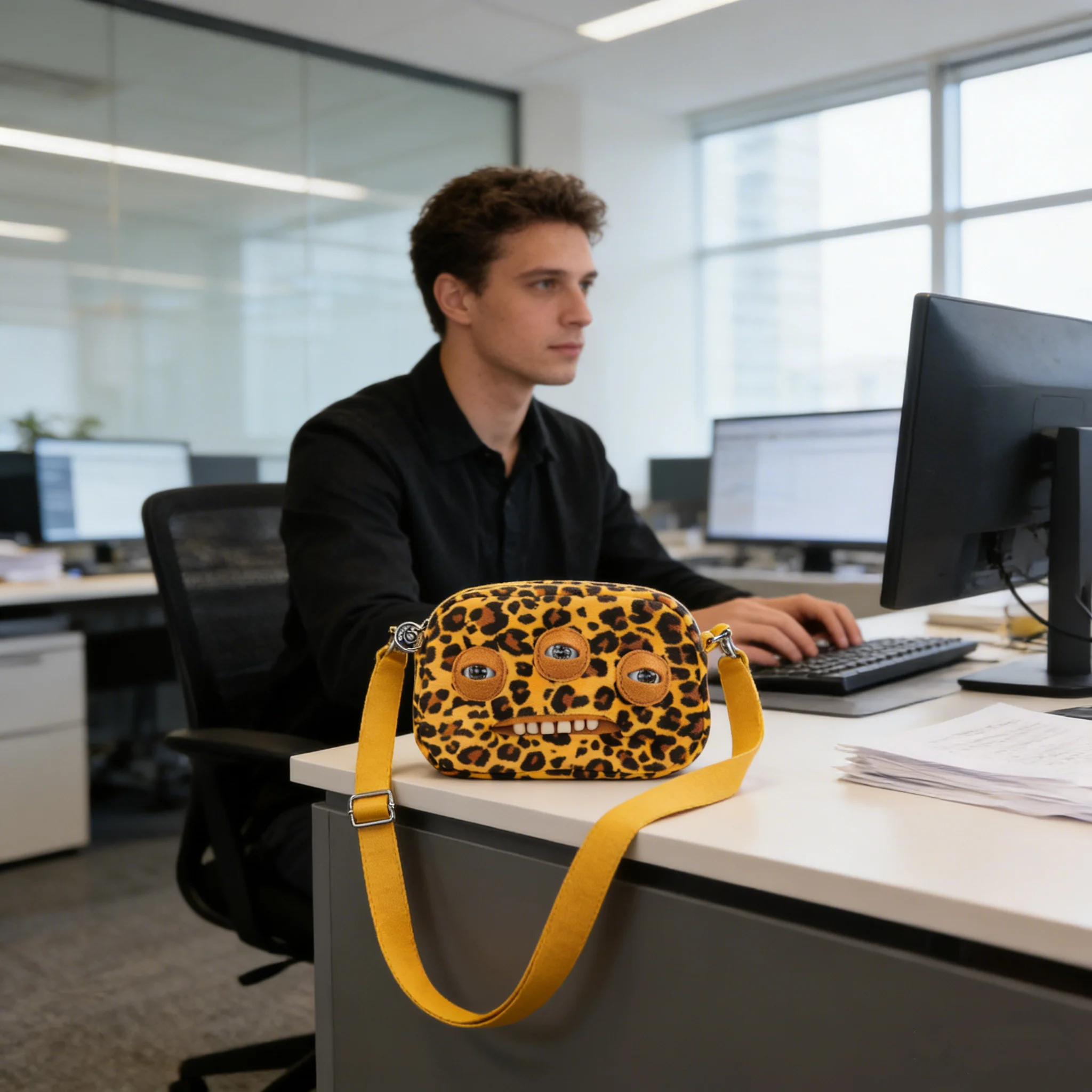 Fuggler Ugly Tooth Monster Plüschtasche, Umhängetasche, niedliche Plüsch-Geldbörse, Rucksack, Fuggs-Geldbörse, Mädchen-Cartoon-Tier mit Kettenriemen – Detail 24