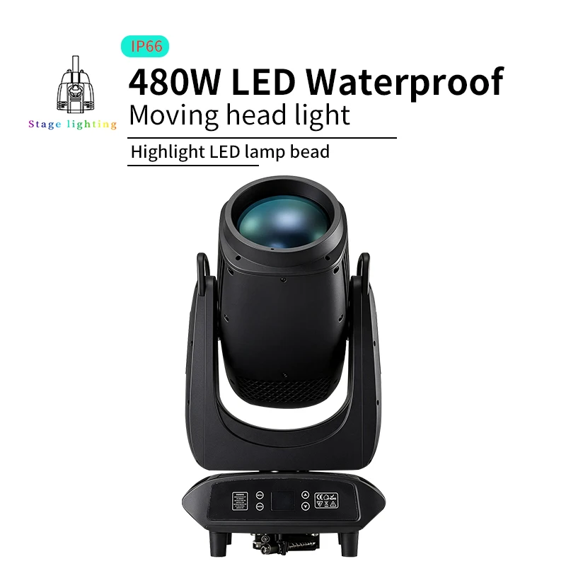 IP66 480W Outdoor Waterproof Beam Moving Head Light DMX Colorful Rainbow Effect Atomized Outdoor DJ Performance Stage Light