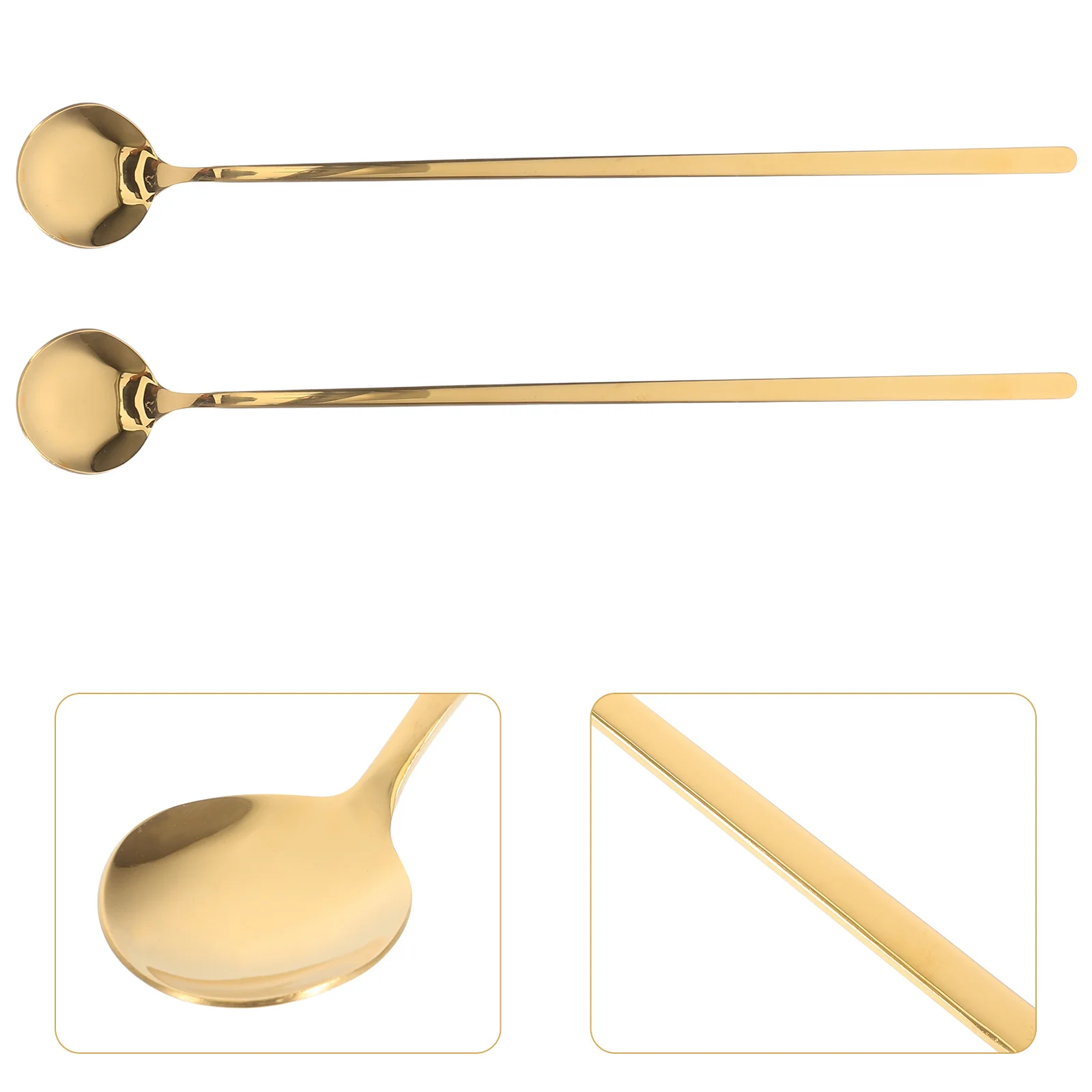 

6pcs Long Handle Coffee Stirring Spoons Stainless Steel Dessert Spoon For Iced Coffee Tea Latte Smoothie Kitchen Bar Party Use