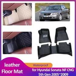 Floor Mat for Hyundai Sonata NF CNG 5th Gen 2005~2009 2006 Leather Foot Inner Liner Waterproof Carpet Pad Custom Rug Accessories