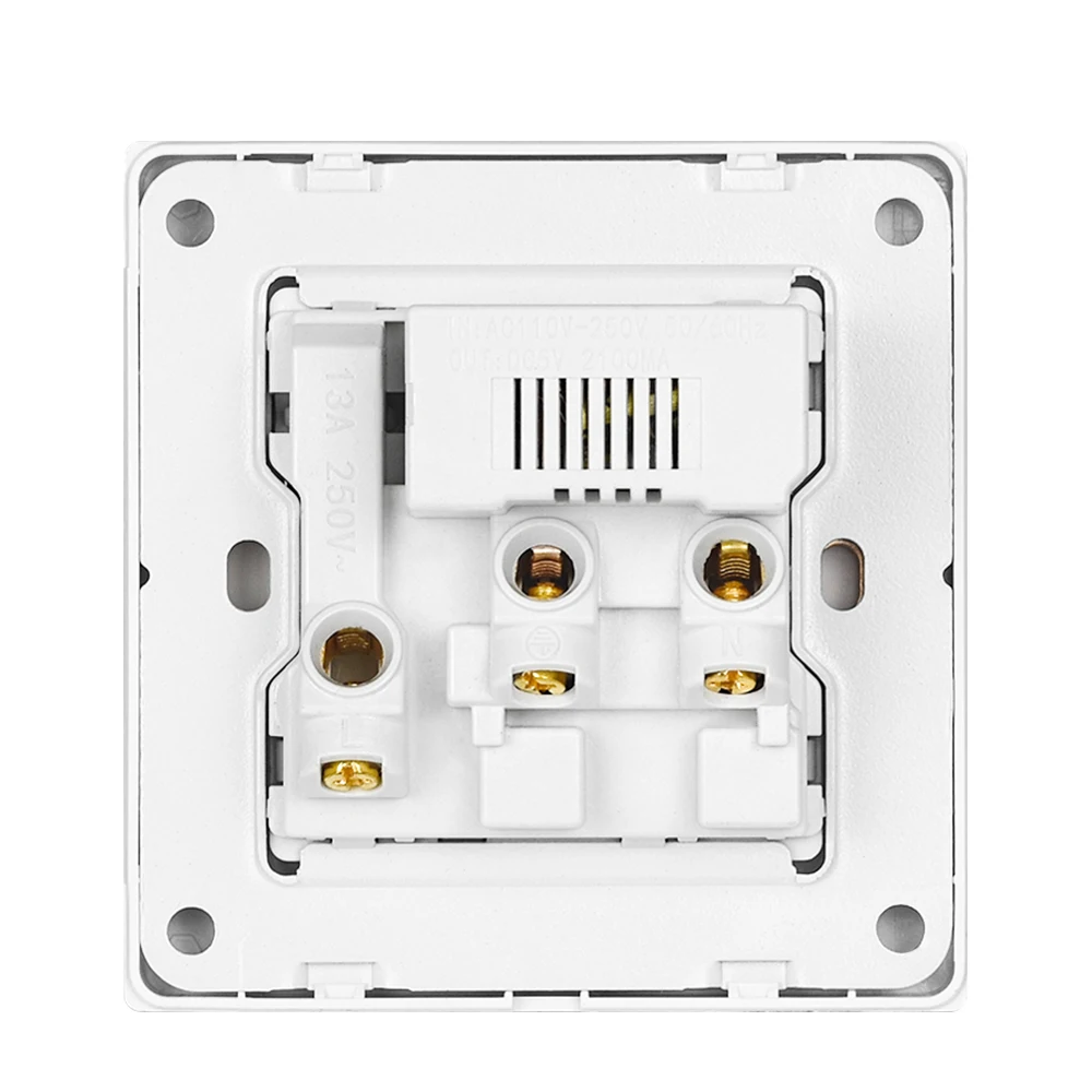 Type-c Usb Plug UK Standard, 5V 2.1A USB Charger Port, Wall Embedded 13A USB Socket with Switch AC 110V~250V