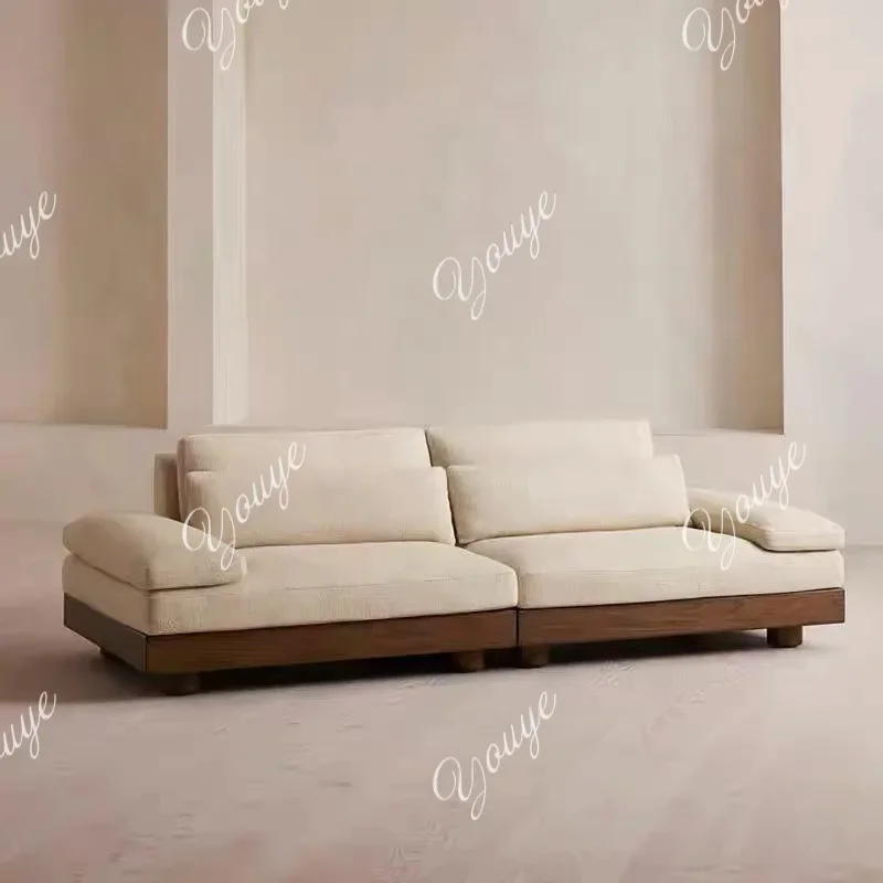 

A63 Black Walnut Nordic Solid Wood Sofa Living Room Simple Modern Small Apartment Retro Minimalist Module Sofa B & B