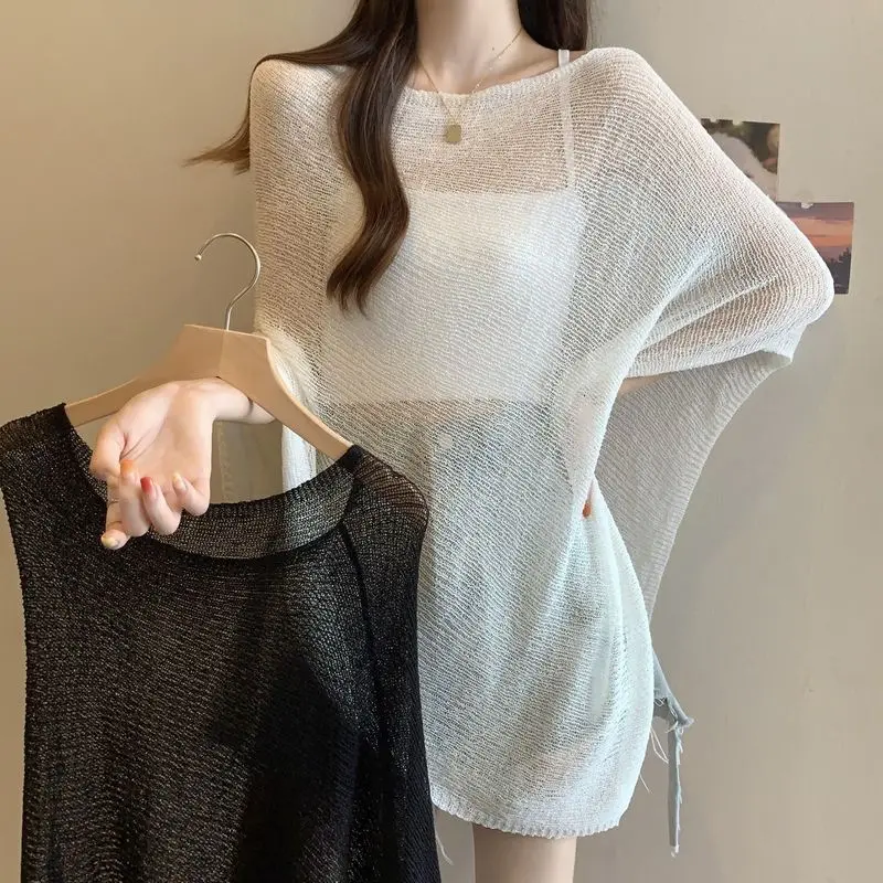 

knit hollowed-out one-piece top halter shawl multi-wear holiday style halter