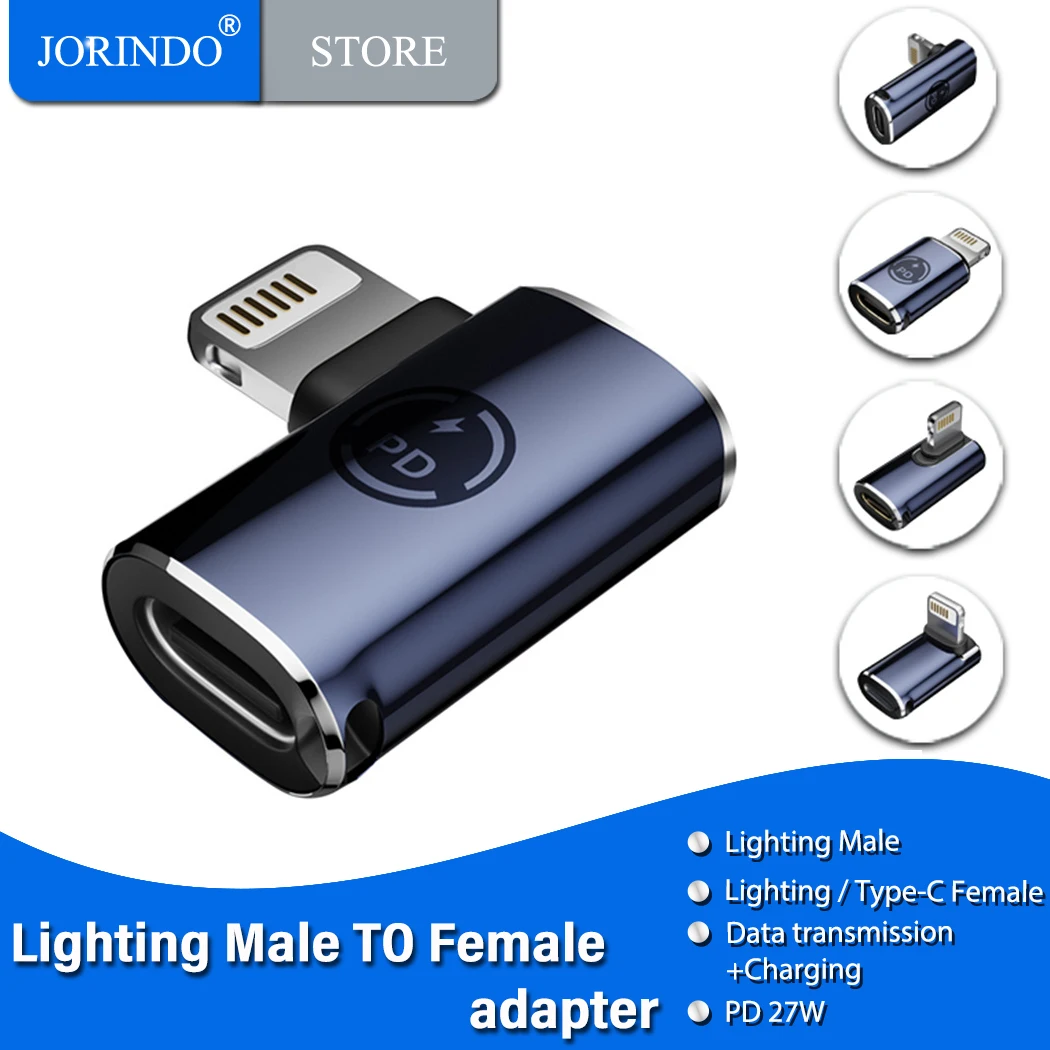 JORINDO Lighting male to Type-C female adapter,PD 27W Fast charging with Emark chip,charging data synchronization connector