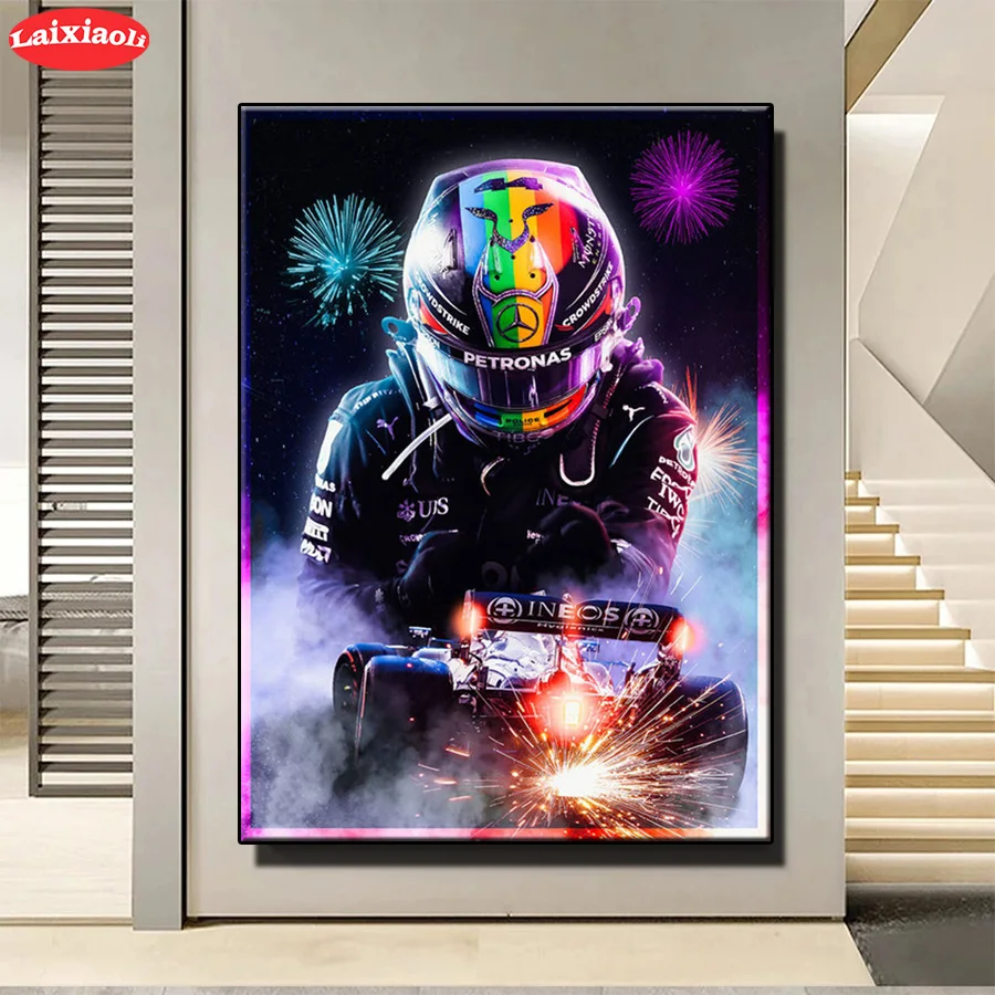 Full Diamond Embroidery Lewis Hamilton Formula 1 F1 Car Sale Gift Handicraft Diamond Painting Cross Stitch Home Decoration