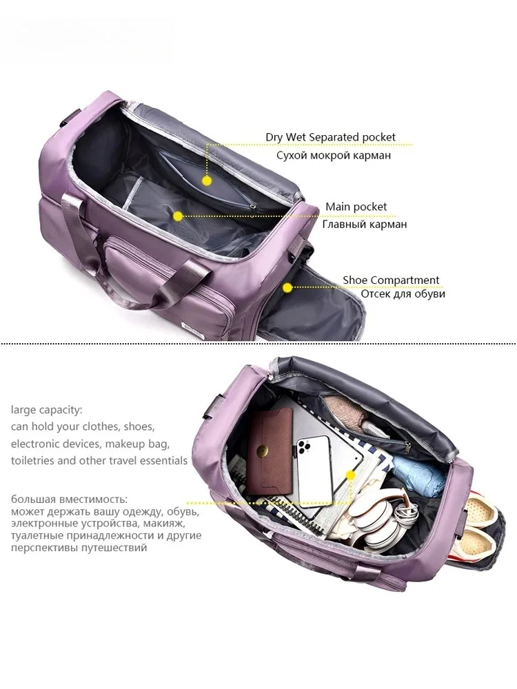 Carry On Travel Bag Large Capacity Weekender Overnight Duffle Bags with Shoe Compartment Sports Fitness Bags for Women