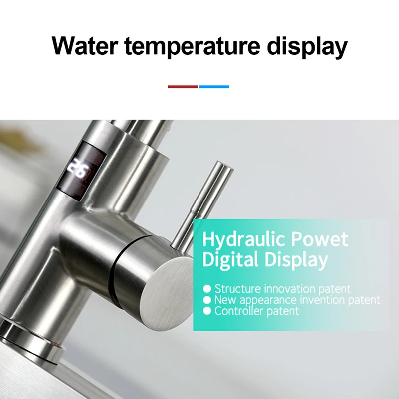 صنبور المطبخ الذكي الفولاذ المقاوم للصدأ صنبور المطبخ الحديث النحاس سحب ما يخرج شاشة ديجيتال بدون لمس خلاط المطبخ بالوعة الحنفية